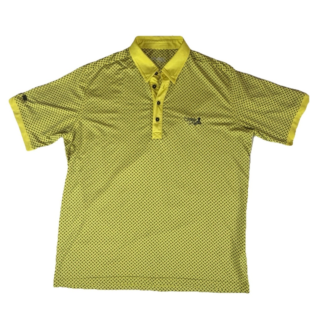 G-MAC by Kartel Yellow Geometric Men's Polo Shirt XL  Cypress Run GC